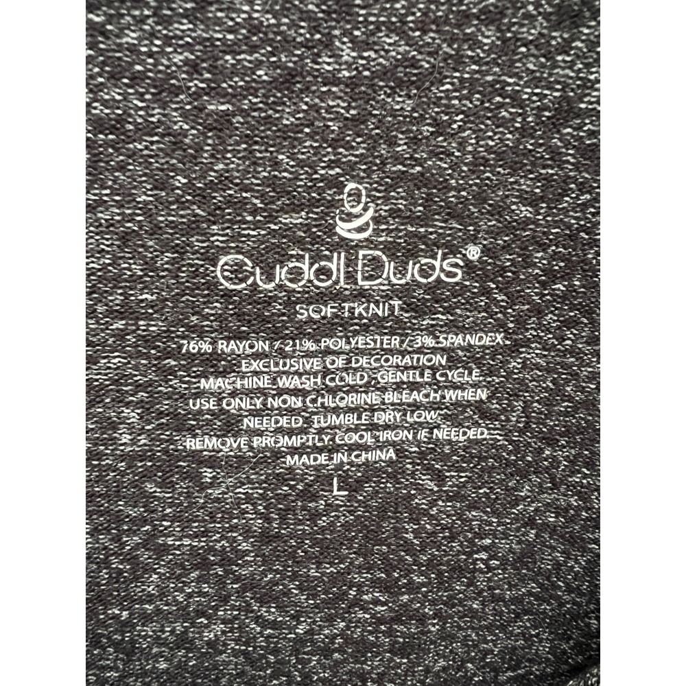 Cuddl Duds SoftKnit Charcoal Gray Marl Long Sleeve Thumbhole Top Womens Large - Picture 4 of 4